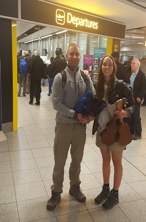 Lloyd & Naomi leave Gatwick for South America, Dec 2015